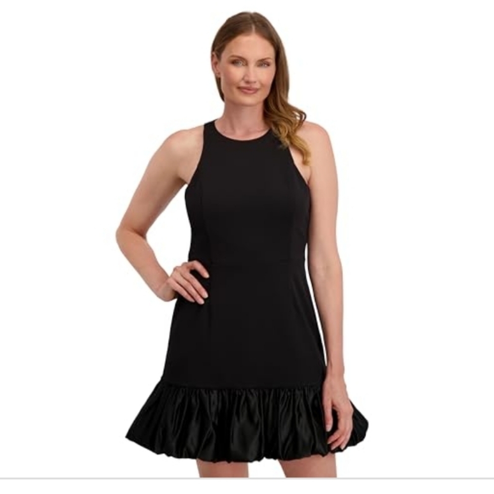 Laundry by Shelli Segal bubble Puff Hem black mini cocktail dress size‎ 8 new